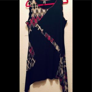 Black & multi color top, Polyester spandex